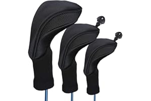 Jorzer Golf Club Capo Covers Set di 3 Pezzi, 1 3 5 Driver E Fairway Woods Headcovers Collo Lungo 1680d Knit Testa Copre per Golf Club Fits all Fairway E Club Driver