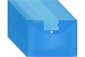 GOODTOU Plastic Wallets A4 Document Folders for Paperwork A4 Document Wallets Popper Wallet with Button Closure (Blue), 30 Pack