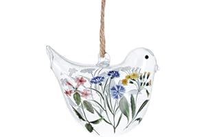 Gisela Graham Wild Flower Design Glass Bird Easter Decoration
