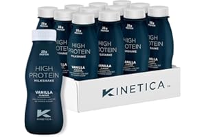 Kinetica Ready-to-Drink Protein Shake, 12 X 330mls, 165 cals, 25g Protein per Bottle, Low Fat (Vanilla)