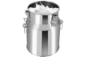 QUIOTUIR Jarra Leche Barista 5L Jarra Para Leche Acero Inoxidable Jarra de Leche Cubo Sellado Jarrita Leche para Almacenar Amplia Gama Productos Húmedos Secos También Como Bidón de Transporte