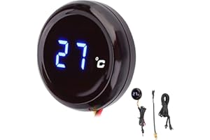 KIMISS Motorrad Digital Thermometer Anzeige Lenker Wasserdicht Nachtsicht Temperaturanzeige LED-Anzeige für 12V Motorrad, Rennen, Roller usw.(Blau)