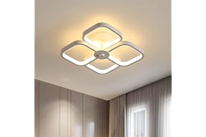 Seamoon Lámpara de Techo LED Moderna, Luz de Techo Cuadrada Simple de Doble Capa de 30W Blanca, luz blanca cálida Lámpara de Araña para Dormitorio, Sala de Estar, Comedor, Pasillo (24CM, 4 Luces)