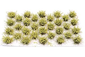 Tiardey 32pcs Touffe d'herbe Statique 8 mm Auto-Adhésif Statique Herbe Chemin De Fer Gazon Artificiel Modélisation Wargaming Terrain Modèle - Jaune Clair