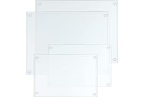 Hacaroa 4 Pack Tempered Glass Cutting Board with Rubber Feet, Rectangle Non-Slip Chopping Board, Long Lasting Clear Glass Tray for Kitchen Countertop, Table, Shatter-Resistant, Heat-Resistant, 2 Size