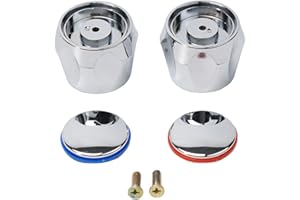 OCEANLEND Sturdy and Practical Cold+Hot Tap Top Head Faucet Cover Handle Chrome Plated Replacement Accessory