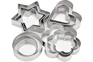Divono Lot de 12 emporte-pièces, Cookie Cutters Ensemble, Emporte Piece Patisserie pour Biscuits Bread Cakes Chocolate, Emporte Piece Rond, Fleur, étoile et Cœur (Size:Multi)