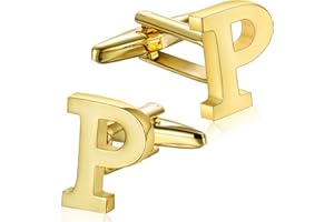 HAWSON Gemelli con lettera dalla A alla Z, placcati in argento/oro, ideali come regalo formale per matrimonio con camicia smoking