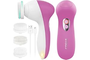 COSLUS Cepillo limpiador facial y exfoliante, 3 en 1, recargable por USB, con 2 cabezales giratorios y 3 velocidades, para mujeres y hombres