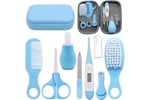 GENERIC GUGU Baby 8 in 1 Baby Grooming Kit Newborn Baby Care, Blue or Pink, Baby Hair Nail Thermometer Care Set, Baby Healthcare Set for Infant, Toddler Girls & Boys Manicure Set (Blue)