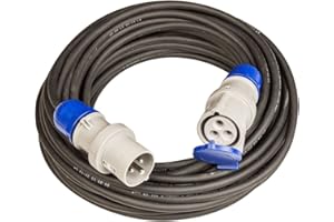 Poly Pool PP2652 Rallonge CEE 3 pôles 20 m Câble 3G1,5 mm² Fiche et Prise Industrielle IEC309 Grande 16 A IP44 Idéal pour Camping-Car
