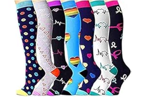 ACEXY KUGIN Calcetines de compresión (7 Pares), 15-20 mmHg es Mejor Graduado atlético/médico Hombres Mujeres, Correr, Vuelo, Viajes