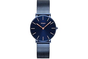 Kubagom Reloj de Cuarzo para Mujer Banda Malla Acero Inoxidable Ultra Delgado