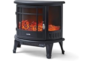 Warmlite WL46017 Bath Log Effect Fire with Adjustable Temperature and Flame Controls, 1800W, Black