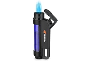 Mechero Soplete Firebird Illume - Encendedor Triple Llama - Recargable con Gas butano (no Incluido) - Gran Rueda para el Ajuste de Llama - Gran depósito de Gas - Ventana para Nivel de Gas