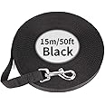 50ft (15M) Dog & Horse Training Lunge Lead. Dog Leads Training Leash for Camping Tracking Training Obedience Backyard Play 15m 50ft Long Nylon (15m / 50 Foot, Black)