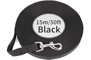 CtopoGo Hundeleine 6m /10m /15m geeignet als Schleppleine Langlaufleine Laufleine Fährtenleine Suchleine Feldleine Ausbildungsleine (15M, Schwarz)