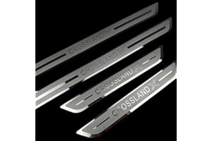 KLHYWEN 4 Pezzi Battitacco Auto per Op-El Vauxhall Crossland X 2017-2019 2020 2021, Protezione Portiere Auto in Acciaio Inox Protezione AntiGraffio per Pedale Accessori Auto,Silver