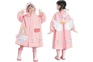 SONNENA Regenponcho für Kinder Wasserdichter Regenmantel für Jungen und Mädchen, Wiederverwendbarer Eva-Poncho, Regenmäntel mit Kapuze Regencape mit Knopf und Kapuze, 3D Cartoon Regenbekleidung
