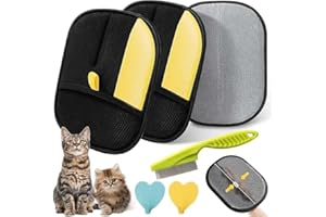 XINYUNXIN Brosse Anti Poils Animaux, Réutilisable Rouleau Poils Animaux, Brosse Poil Chat Chien, Pets Double-Sided Pet Grooming Gloves, Cat Dog Grooming Hair Remover Mitt Massage Deshedding Glove Brush (2PCS)