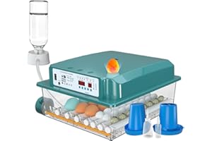 Hethya Incubatrice per Uova Automatica, Incubatrice per 24-36 Uova con Monitoraggio dell'umidità, Rotazione Automatica Dell'uovo, Aggiunta Automatica Dell'acqua e Luce Dell'uovo