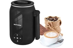 Montalatte Elettrico Automatico, Aoresac 4 in 1 Cappuccinatore Elettrico 500W 450ML con Impugnatura Girevole per Caffè Macchiato Cioccolata Calda al Latte