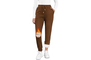 EDOTON Pantalon de Jogging Chaud pour Femme Pantalon Thermique épais en Polaire d'hiver Doublé de Poches Pantalon D'entraînement avec Cordon de Serrage Pantalon S-XL