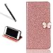 Produktbild Galaxy Note 8 Hülle,Bling Glitzer Hülle für Samsung Note 8,Leeook Luxus Noble Sparkle Rose Gold PU Leder Handyhülle Schutzhülle Tasche Klapphülle Flip Folio Case Glitzer Book Stand Wallet Hülle Cover ID Card Karte Etui Skin Shell Handytasche Bumper mit Schmetterling Butterfly Magnetverschluß für Samsung Galaxy Note 8 + 1 x Schwarz Eingabestift-Rose Golden