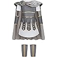 maxToonrain Gladiator Costume for Kids Centurion Roman Soldier Outfit Viking Medieval Greek Historical Theme Role Playing Party - Includes Tunic, Armour, Cape, Arm and Leg Guards