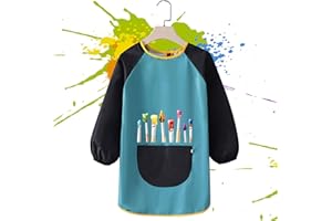RICHOLYN Malkittel Malschürze Kinder Schürzen Set Mit Großer Taschen Wasserdicht Tuschkittel Kinderschürze Mit Langen Ärmeln Bastelschürze Für 7-12 Jahre Mädchen/Junge Kittel Für Schule Kunst Basteln alen