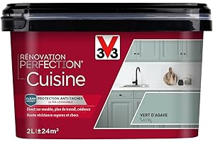 V33 Peinture de rénovation cuisine, Rénovation perfection Vert d'Agave satin 2L