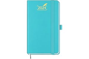 BEZEND Pocket Diary 2024 Slim Week to View 15.5 x 9 cm Hardback [Sky Blue] Small 2024 Weekly Planner A6 with Pen Holder