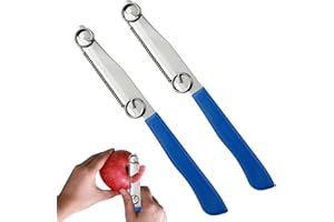 DONOONIS 2 pezzi di attacco coltello per sbucciare, coltello magico, coltello a taglio rapido, coltello multifunzione 3 in 1 in acciaio inox per verdure e frutta con molla regolabile