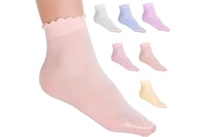 hi!mom Dziewczęce o niskim kroju oddychające skarpetki ultra cienkie elastyczne pastelowe kolory jeden rozmiar 7-12 lat opakowanie 5 par FS1306