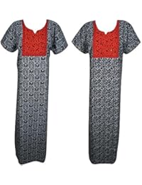 Indiatrendzs Women Cotton Nighty Printed Summer Nightwear Nightgowns 2 Pcs Combo Set (Chest 46)