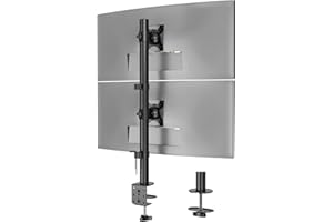 BONTEC Supporto Doppio Schermo Verticale, Braccio Doppio 13-34 Pollici Fino a 10 kg, Regolabile, Gestione Cavi, Supporto da Scrivania Robusto, Compatibile VESA 75x75 e 100x100, Supporto PC Ergonomico