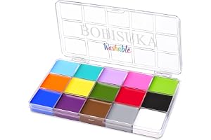BOBISUKA Ansiktsfärg 15 färger, vattenaktiverad, tvättbar kroppsfärg för halloween, cosplay, fester, festivaler scenmakeup