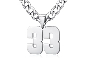 XIRUVE Collar Colgante de Números 0-99 Acero Inoxidable Cadena Cubana Ancho 6mm Longitud Ajustable para Hombre Mujer