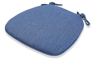 DOTBUY-SHOP Leinen Stuhlkissen mit Bändern Abnehmbarem rutschfeste Sitzkissen Stuhl Waschbar Sitzpolster Sitzauflage für Gartenstuhl Gartenbank Terrasse Indoor Outdoor (Blau,43x41x35cm)