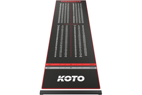 KOTO – Dartmatta med kastlinje Checkout 285 x 80 cm, dartmatta, poängindikator, halkfri dartmatta