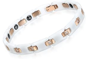 Flongo Ceramiczna bransoletka porcelana damska: różowa, biała, czarna, srebrna, męska, bransoletka dla par, stal nierdzewna, cienka bransoletka dla kobiet i mężczyzn, Einheitsgröße, Stal nierdzewna,