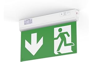 Evoges LED Self-Test 3 Hour Emergency Exit Sign Light with Self Test Function and Remote, 4-in-1 Mounting (Ceiling, Wall, End, Suspension), IP42, Maintained and Non Maintained Operation