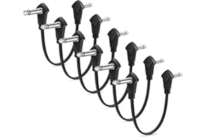 Augioth 6 Pack 8 cm 3 Inch Flat Guitar Patch Cable 1/4 Right Angled TS Effect Pedal Cord