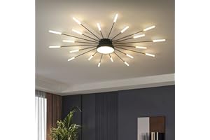 MINIFAIR Modern LED Ceiling Light,20+1 Heads Semi Flush Mount Black Chandeliers Ceiling Lighting for Bedroom Living Room Kitchen Dining Room Restaurant