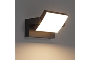 Klighten LED Lampade da Parete Esterno Interno 24W IP65, Lampada Muro Regolabile Applique da Parete Moderno in Alluminio per Soggiorno Balconi Giardini, Nero, 1500 Lumen, Bianco Caldo 2700K-3000K