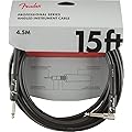 Fender"Professional Series Câble Instrument - 4.5m - Droit,Angle - Noir, épais, Souples et Robustes, Son Sans Aucun Bruit Parasite