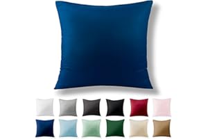 ‎ALREYA Alreya Renforcé Kissenbezug 80 x 80 cm - 100% Baumwolle mit Reißverschluss, Superweicher Kopfkissenbezug 80x80, Kissenhülle, Blau, nur Kissenbezug