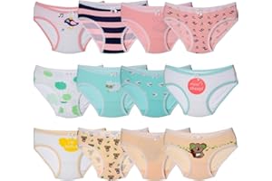 Kidear Serie di Bambini Ragazze mutandine12 Pezzi Bambini Mutandine Bambino in Cotone Morbido Slip Biancheria Intima età 2-10 Anni