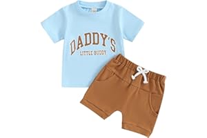 PanLidapan Toddler Baby Boy Summer Outfits Short Sleeve DADDY’S LITTLE BUDDY Print T-Shirts and Drawstring Shorts Tracksuit 2Pcs Clothes Set