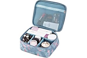 LKMY - Trousse de maquillage portable avec impression florale, imperméable, multi-poches, pour femmes et filles, idéale pour voyager